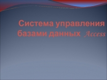 Система управления базами данных Access 