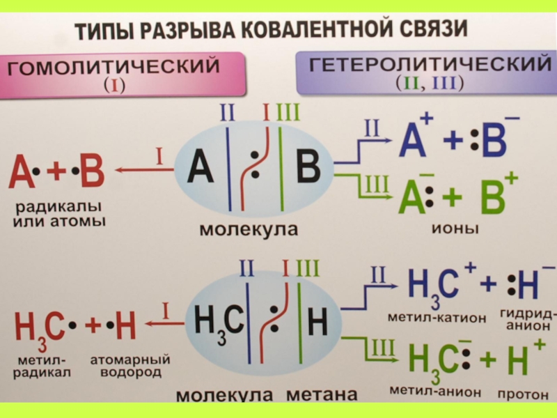 Химические связи в органических молекулах. Гомолитический и гетеролитический разрыв связи. Разрыв ковалентной связи гомолитический и гетеролитический. Гомолитический и гетеролитический разрыв химической связи. Типы разрыва ковалентной связи.