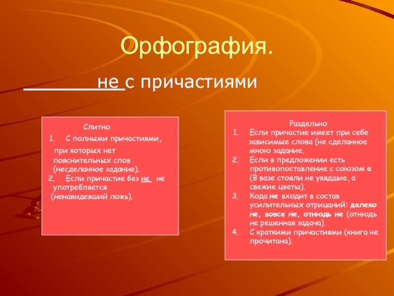 Правописание причастий слова. Повторяем орфографию Причастие. Пояснительные слова к причастиям. Если Причастие без не не употребляется. Причастия которые не употребляются без не.