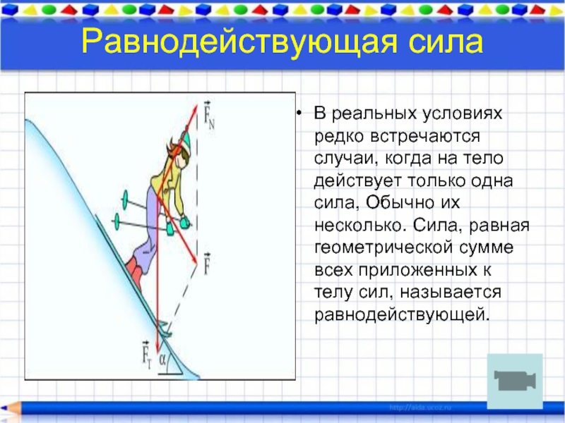 Работа равнодействующей сил действующих на тело