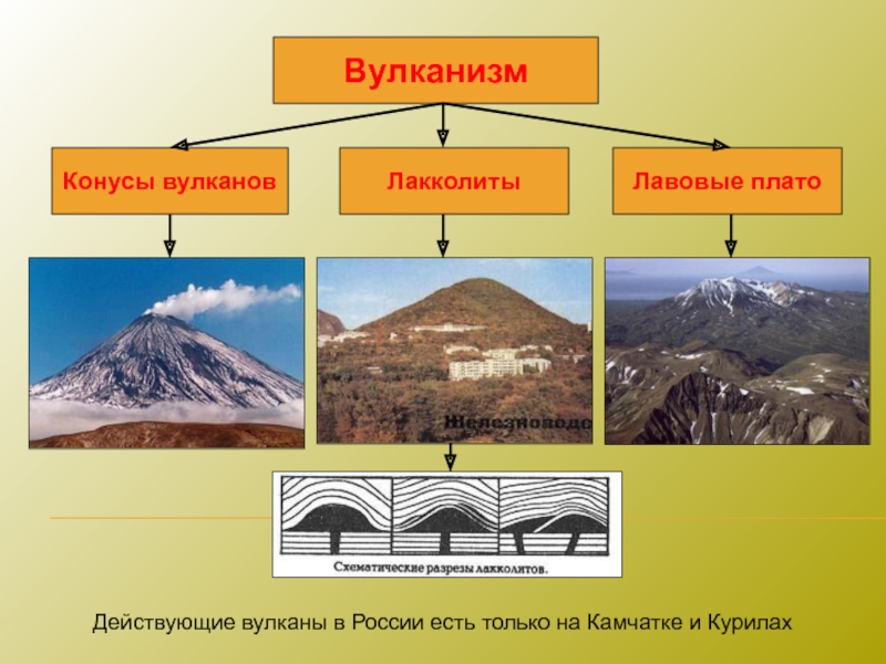 К действующим вулканам относятся. Вулканические формы рельефа. Форма рельефа вулкан. Вулканический Тип рельефа. Вулканическая форма рельефа в России.