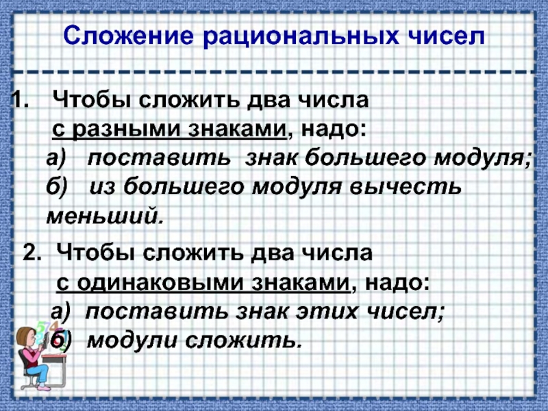 Вычитание рациональных чисел презентация