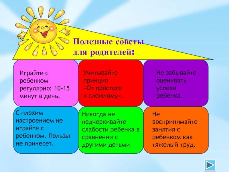 Представьте презентацию для родителей по использованию игр в домашних условиях не более 10 слайдов