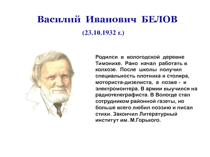 Презентация по белову василию ивановичу