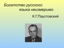 Богатство русского
языка неизмеримо
К.Г.Паустовский