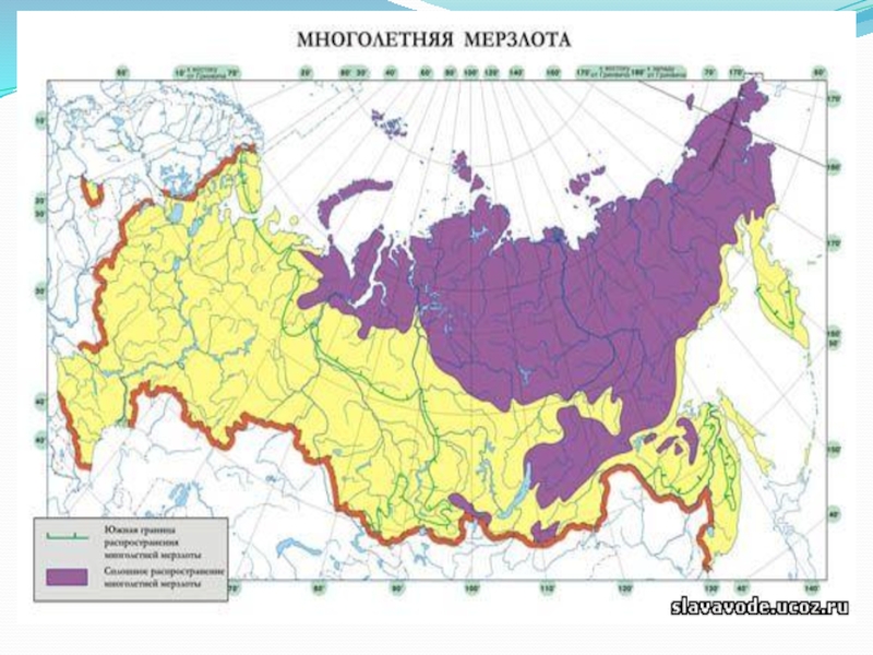 Карта распространения мерзлоты