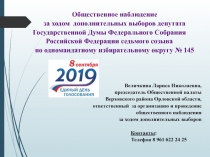 Общественное наблюдение
з а ходом дополнительных выборов депутата