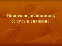 Воинская дисциплина, ее суть и значение.