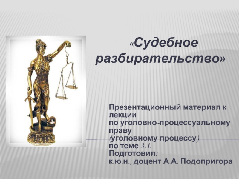 Реферат: Общие условия судебного разбирательства
