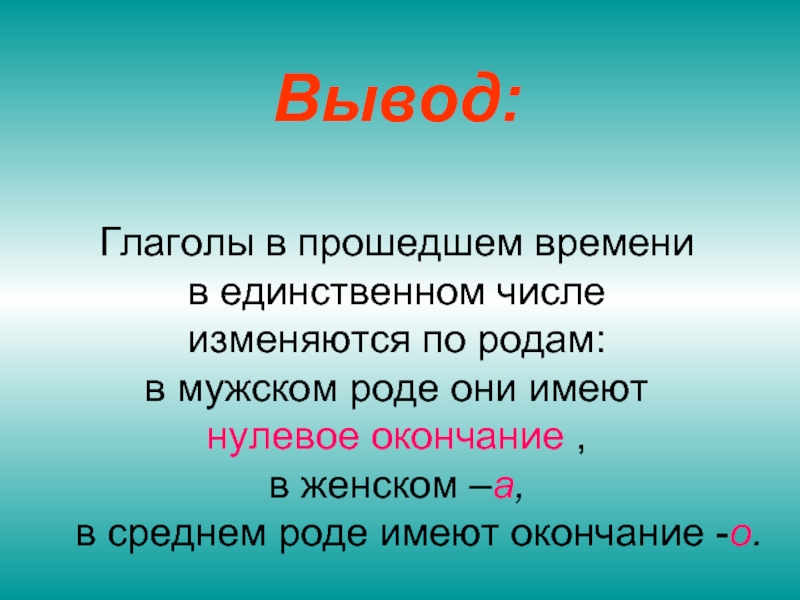 Изменение глаголов прошедшего времени по родам картинки