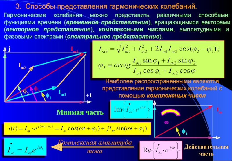 Какие формы представления комплексных чисел используют для изображения синусоидальных функций