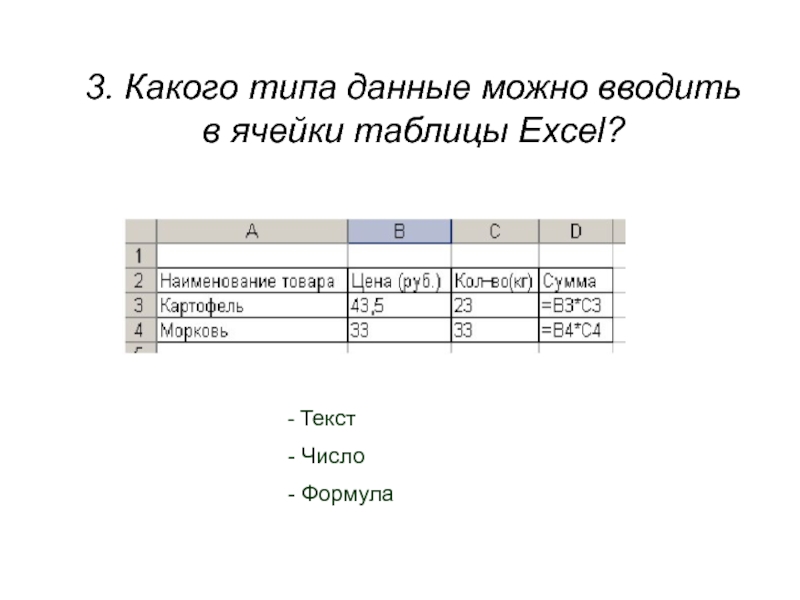 Ячейка не может содержать данные в виде