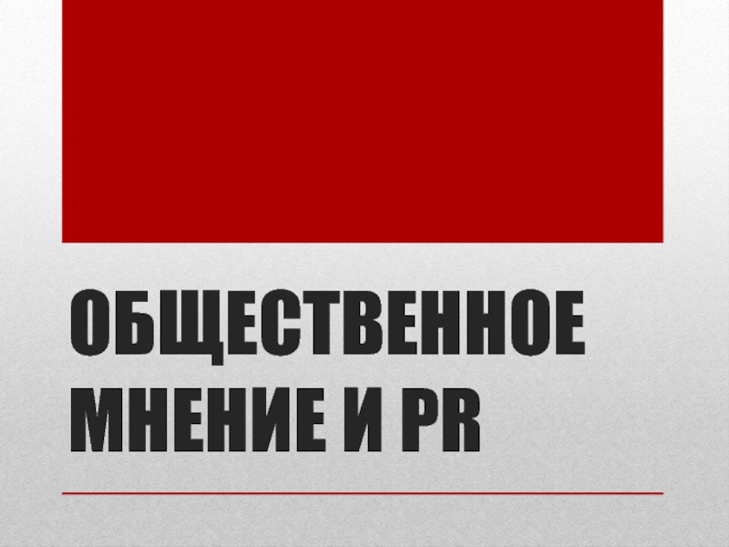 ОБЩЕСТВЕННОЕ МНЕНИЕ И PR