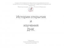 История открытия и изучения ДНК. Подготовила студентка лечебного факультета