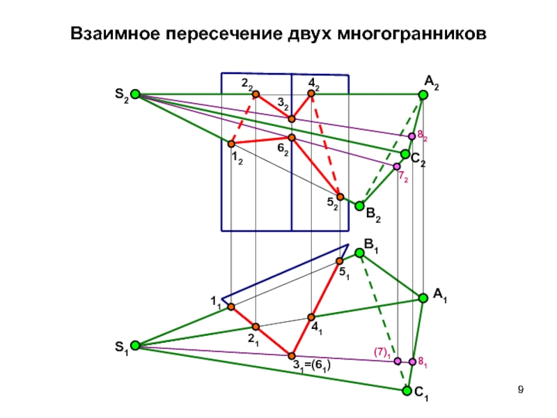 Взаимное пересечение. Взаимное пересечение многогранников Начертательная геометрия. Взаимное пересечение многогранников Инженерная Графика. Построить линии взаимного пересечения многогранников. Пересечение двух многогранников.