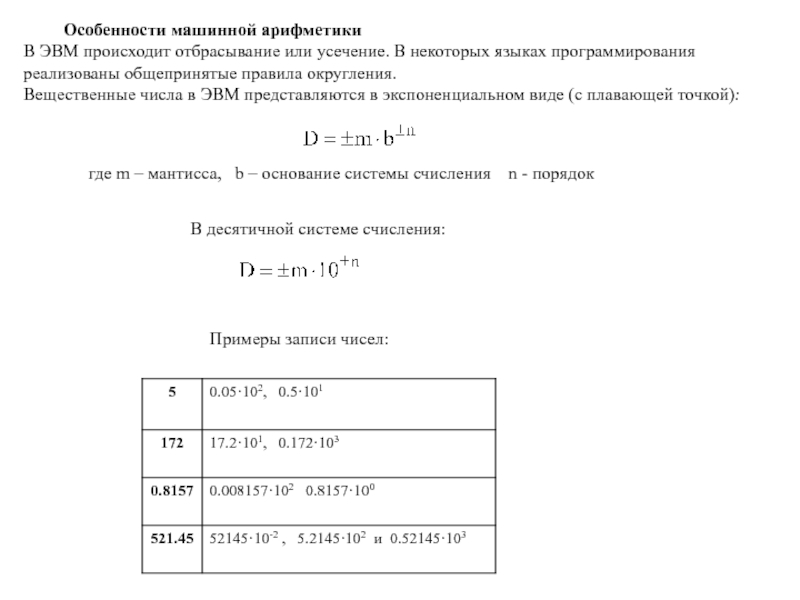 Особенности машинной арифметики