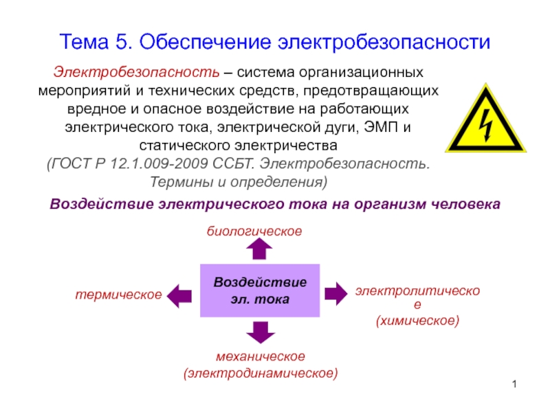 Презентация Обеспечение электробезопасности 