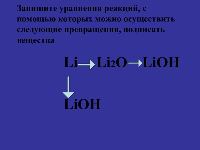 По схеме превращений li li2o lioh li2so4 составьте