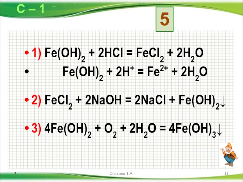 Реакции схема которой fecl2 naoh fe oh 2 nacl