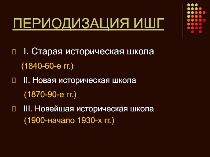 Историческая школа. Старая историческая школа.