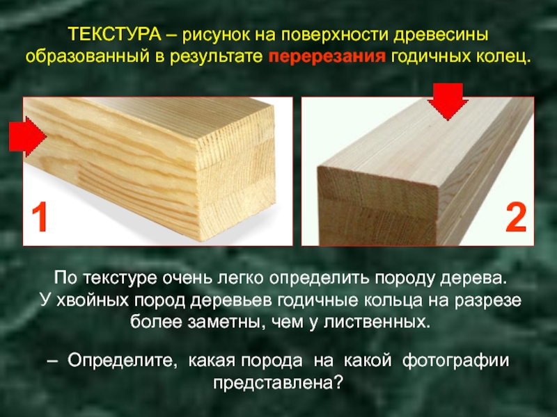 Рисунок на поверхности древесины образованный в результате перерезания годичных колец и волокон