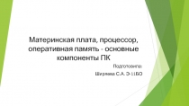 Материнская плата, процессор, оперативная память - основные компоненты ПК