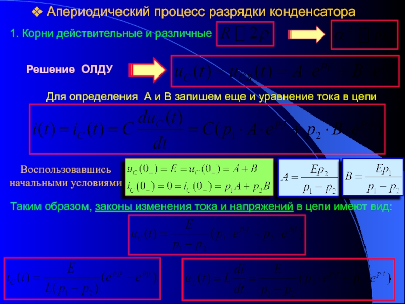 Процесс разрядки конденсатора