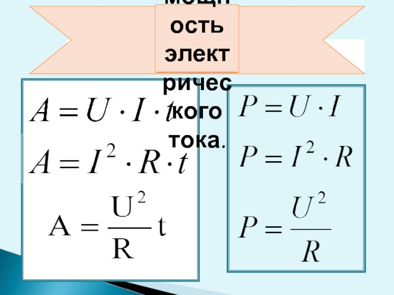 Работа и мощность электрического тока презентация