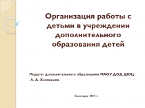 Организация работы с детьми в учреждении дополнительного образования детей