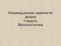 Индивидуальное задание по физике 5 модуль Магнитостатика