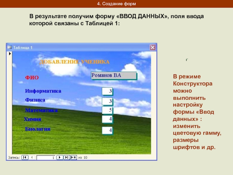 Поле информации. Поле добавления данных. Поля для реферата. Определяет форму,в которой вводятся данные в поле.. Форма для получения данных.