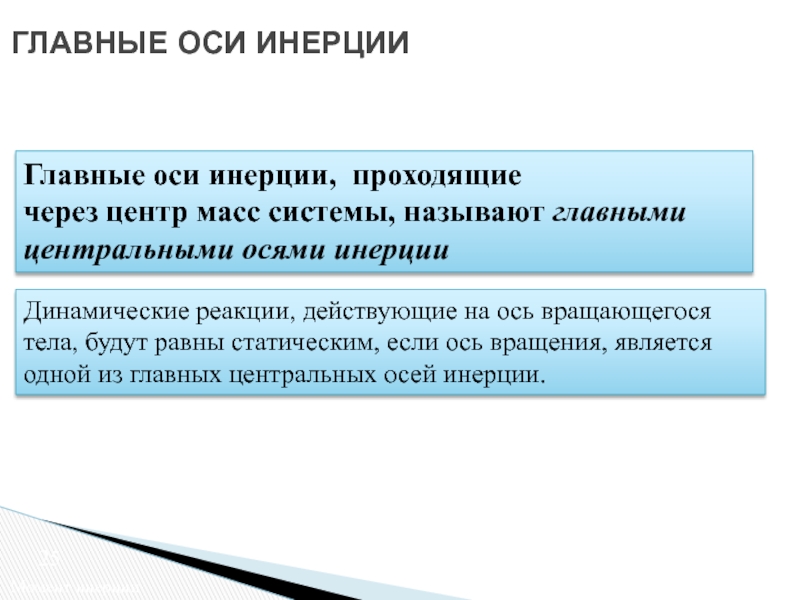 Ось инерции. Главные оси инерции. Центральная ось вращения. Центральная ось развития.