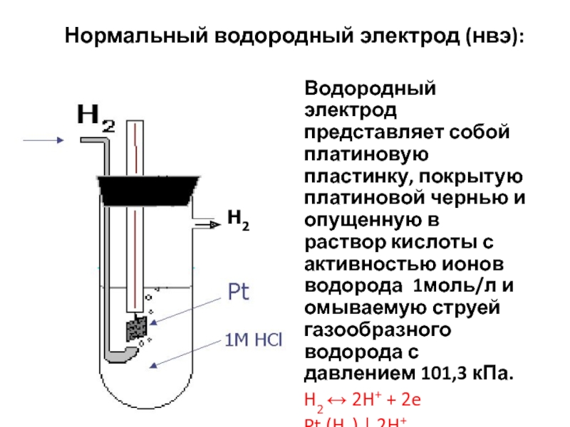 Стандартный водородный электрод схема