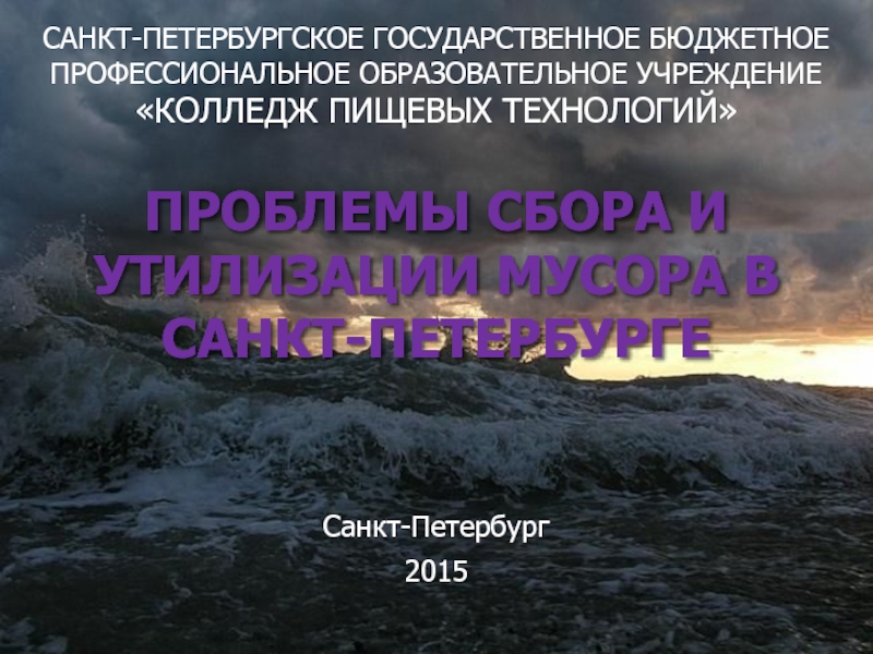 Презентация Санкт-Петербург
2015
САНКТ-ПЕТЕРБУРГСКОЕ ГОСУДАРСТВЕННОЕ БЮДЖЕТНОЕ