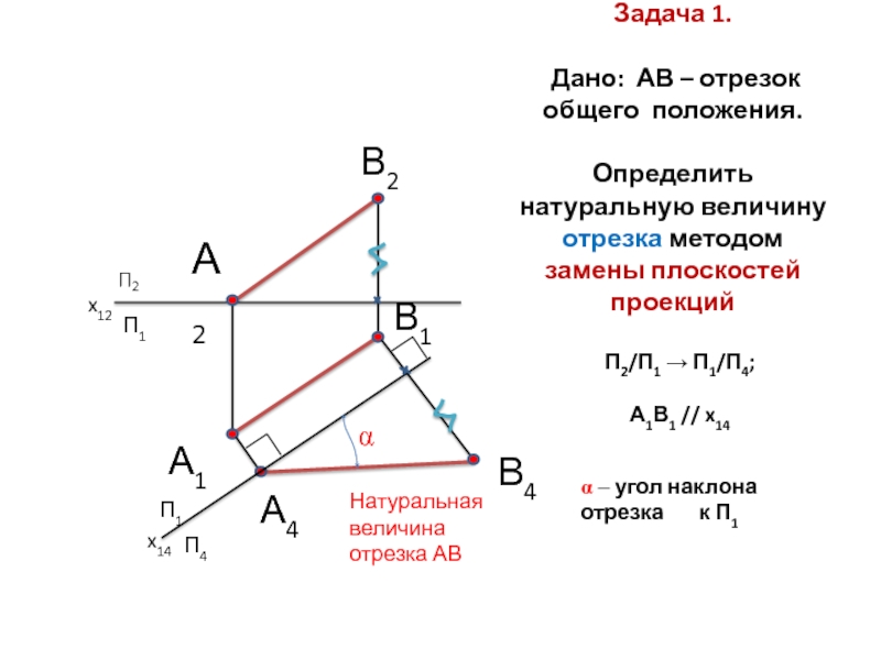 Построение на чертеже натуральной величины отрезка прямой общего положения