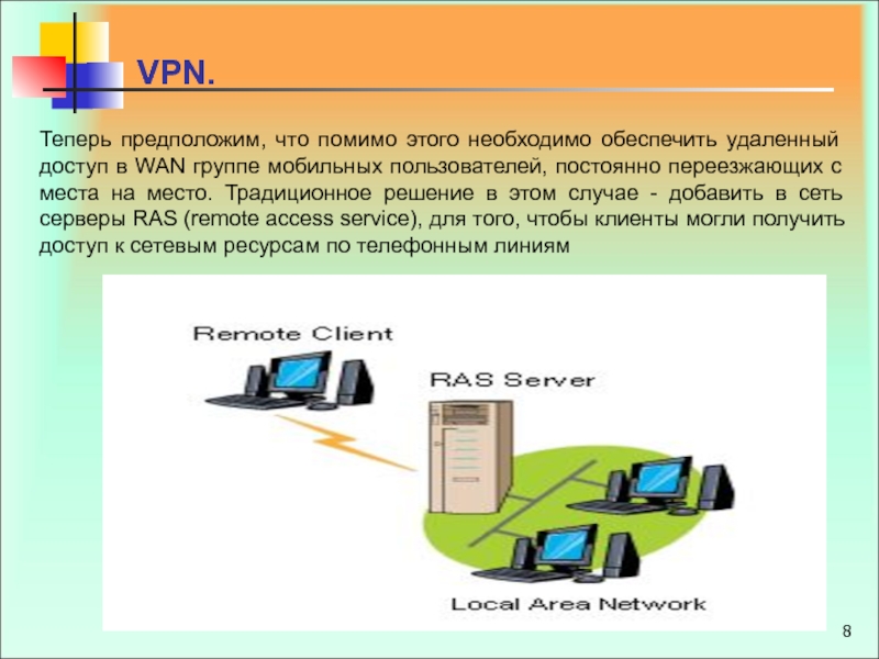 Реферат: Удалённый доступ к частной сети через Интернет с помощь технологии VPN