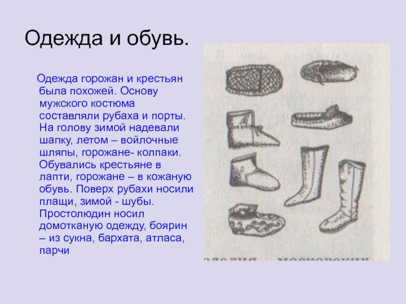 Как одевались во что обувались 3 класс. Древние обувь. Какую обувь носили наши предки. Одежда и обувь наших предков. Древние предметы одежды и обуви.