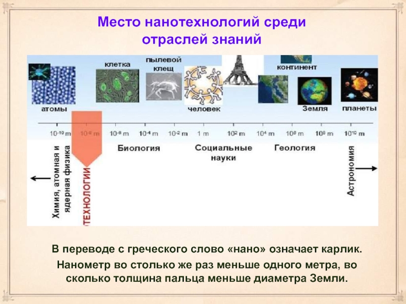 Среди отраслей. Что такое нанотехнология происхождение. Нанометр. Происхождение термина нанотехнологии кратко. Что такое в биологии нанометр.