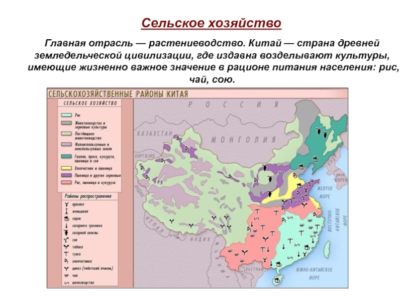 Китай сельское хозяйство карта