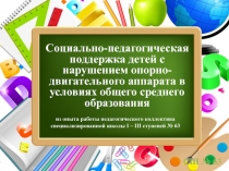 Социально-педагогическая поддержка детей с нарушением опорно-двигательного аппарата в условиях общего среднего образования