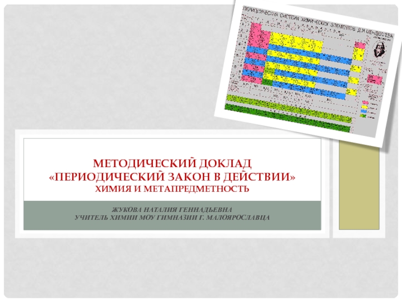 Методический доклад Периодический закон в действии Химия и метапредметность