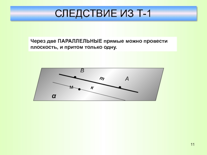 Проводящая плоскость. 2 Следствие из параллельности прямой и плоскости. Две параллельные прямые. Через две параллельные прямые. Параллельные прямые в плоскости.