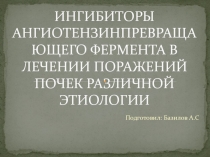 ИНГИБИТОРЫ АНГИОТЕНЗИНПРЕВРАЩАЮЩЕГО ФЕРМЕНТА В ЛЕЧЕНИИ ПОРАЖЕНИЙ ПОЧЕК