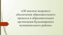Об анализе кадрового обеспечения образовательного процесса в образовательных