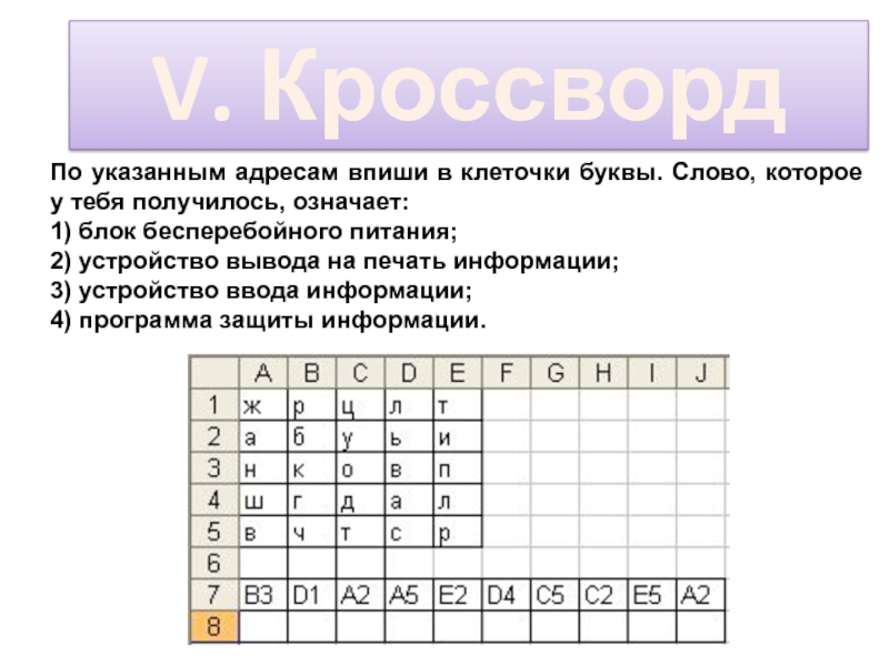 По указанному адресу. По указанным адресам впиши в клеточки буквы. Кроссворд по информатике чтобы получилось слово. Впишите в клетки кроссворда числа,. Кроссворд из 6 слов в выделенных клетках слова состав.