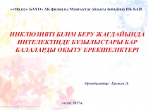 Инклюзивті білім беру жағдайында,интелектінде бұзылыстары бар балаларды оқыту ерекшеліктері