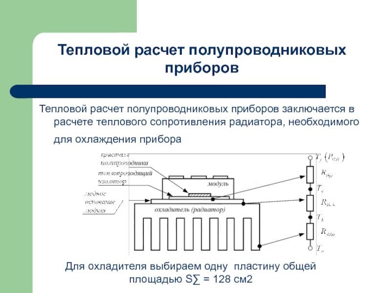 Тепловой расчет. Тепловой расчет радиатора охлаждения. Тепловое сопротивление радиатора. Тепловая модель полупроводникового прибора.