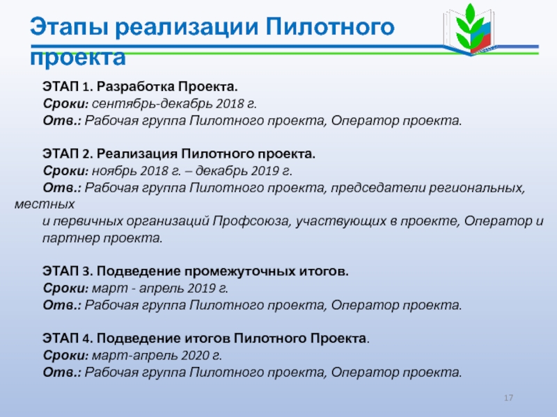 Целью выполнения пилотного проекта не является