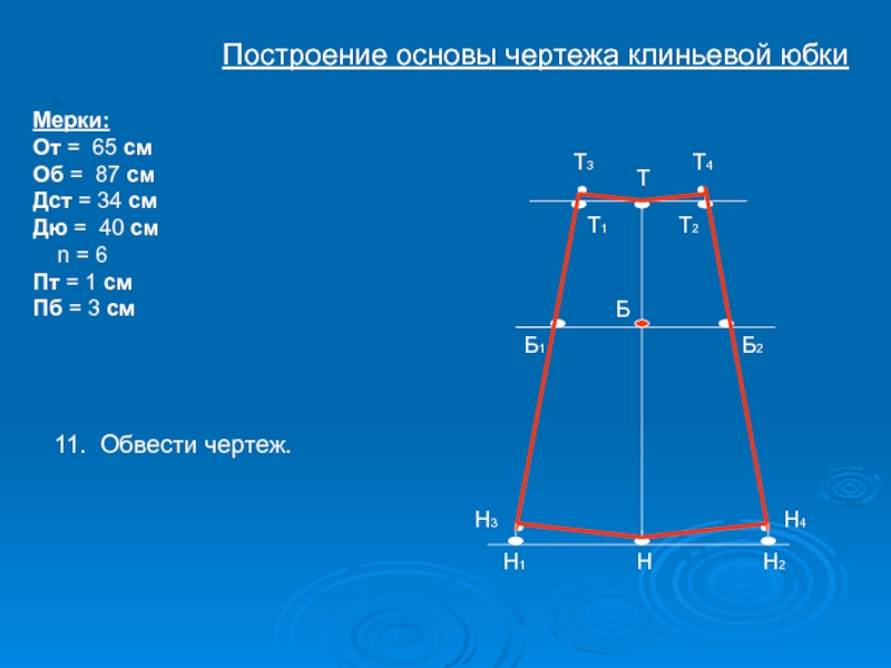 Чертеж клиньевой юбки 7 класс