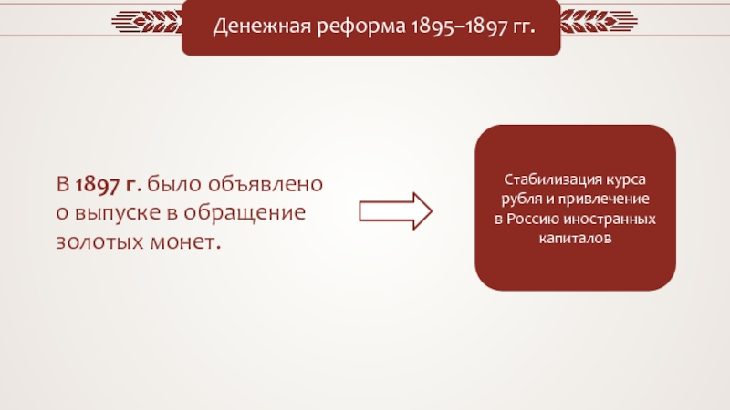 Финансовая реформа 1895-1897. Значение финансовой реформы 1895.